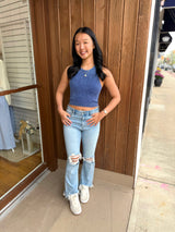 Washed Ribbed Seamless Cropped Tank