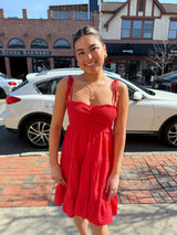 Scarlet Smocked Linen Mini Dress