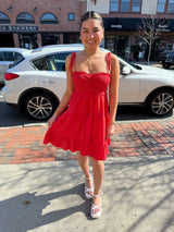 Scarlet Smocked Linen Mini Dress