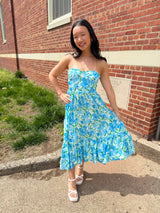 Luau Satin Bustier Midi Dress