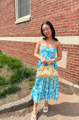 Luau Satin Bustier Midi Dress