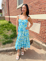 Luau Satin Bustier Midi Dress
