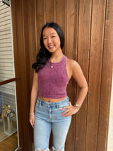 Washed Ribbed Seamless Cropped Tank
