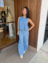 Chambray Wide Leg Pants