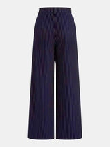 Wide-Leg Pinstriped Asymmetric Pants