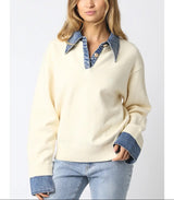 ARCHIE DENIM COLLARED SWEATER