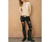 TAYLOR RIBBED MOCK NECK TOP