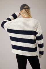 NAVY & CREAM STRIPED SWEATER