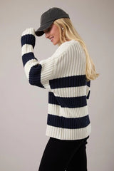 NAVY & CREAM STRIPED SWEATER
