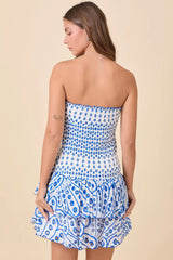 EYELET COASTAL RUFFLE MINI DRESS