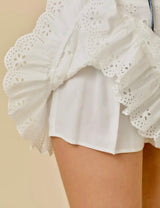 Coastal Eyelet Ruffle Mini Skort