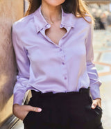 SATIN CLASSIC BUTTON-DOWN BLOUSE