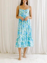 Luau Satin Bustier Midi Dress