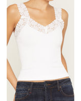 SEAMLESS LACE RIBBED TANK