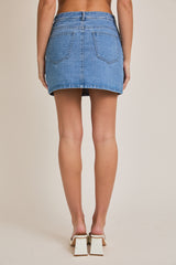 Drew Mid Rise Denim Skort