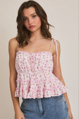 Cali Floral Ruffle Top