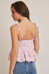Cali Floral Ruffle Top
