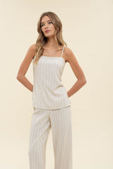 Penny Pinstrip Linen Top