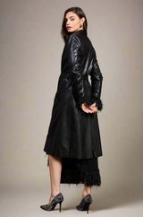FAUX LEATHER BELTED COAT