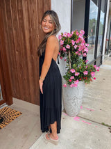 Drape Halter Midi Dress