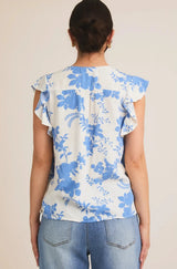 Ginny V-Neck Flutter Sleeve Top