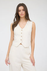 Kate V-Neck Linen Vest