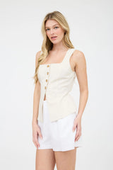 Lena Linen Square Neck Vest