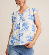 Ginny V-Neck Flutter Sleeve Top