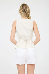 Lena Linen Square Neck Vest