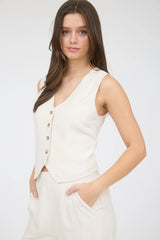 Kate V-Neck Linen Vest