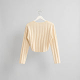 Heather Cropped V-Neck Sweater