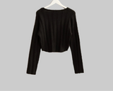 Heather Cropped V-Neck Sweater