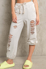 Pol Distressed Terry Jogger Pants