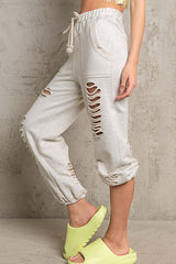 Pol Distressed Terry Jogger Pants