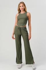 Ribbed Side Slit Pants