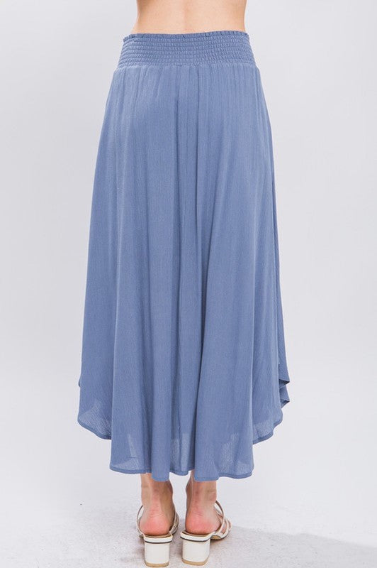 Tulum  High Rise Maxi Skirt - Azure