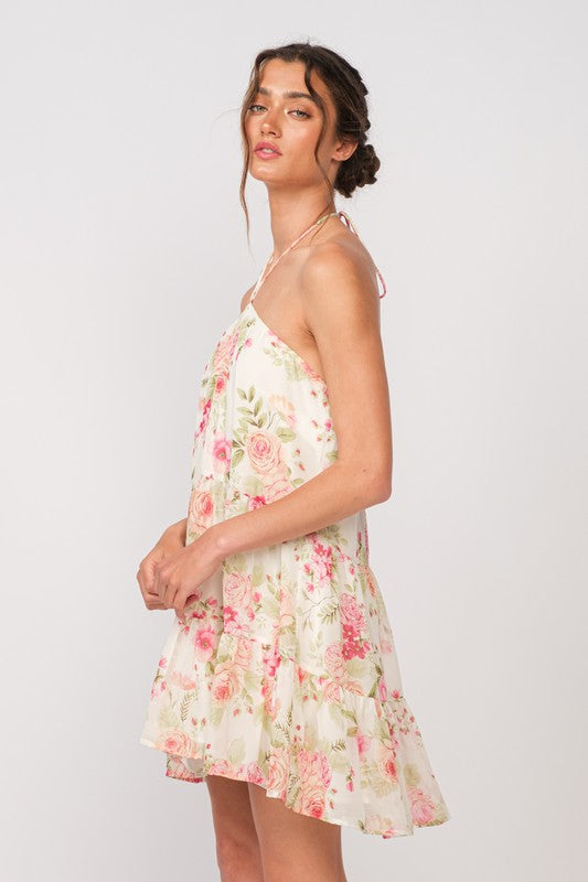 Floral Halter Mini Dress