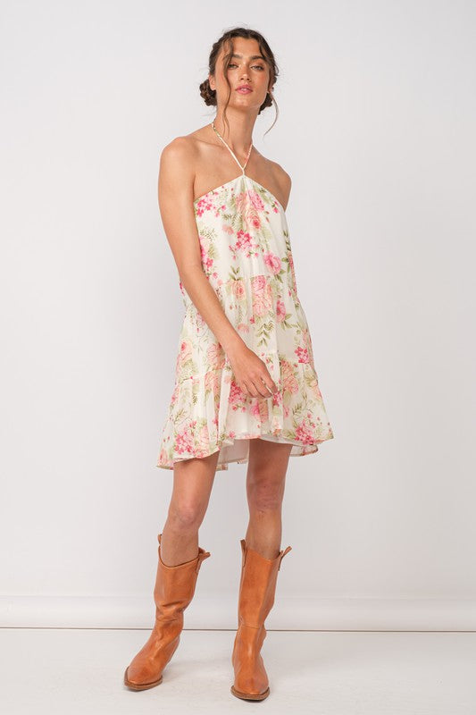 Floral Halter Mini Dress