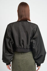 Midnight Cropped Bomber Jacket