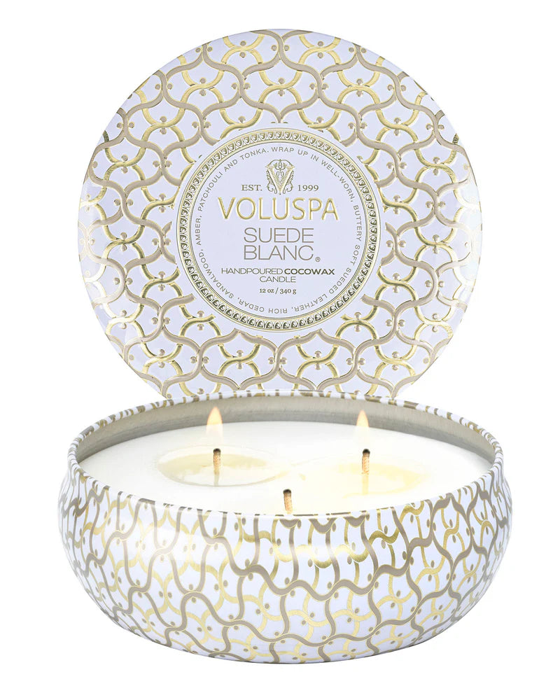 SUEDE BLANC TIN CANDLE 12Oz