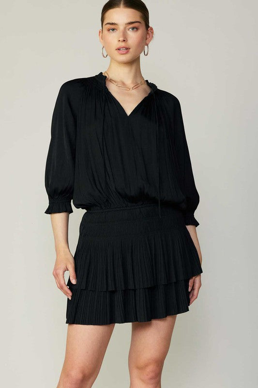 Aurelie Pleated Mini Dress