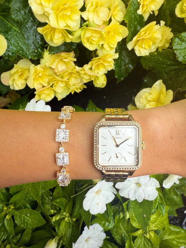 14k GP CZ Kylie Square Bracelet