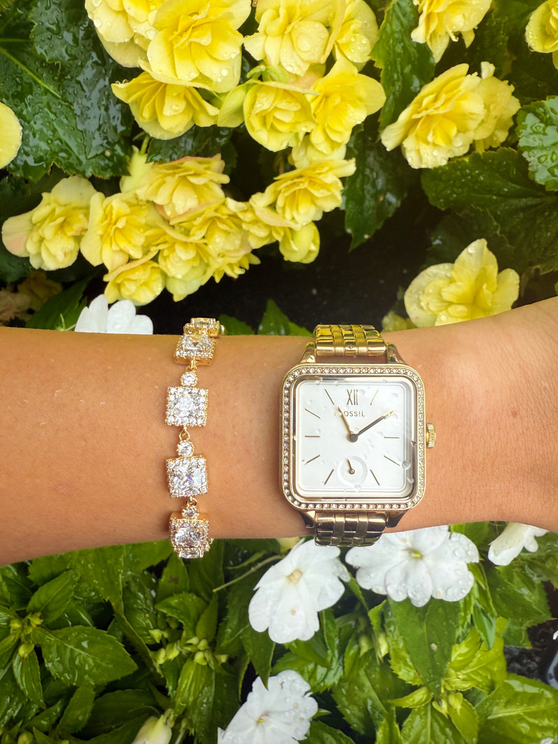 14k GP CZ Kylie Square Bracelet