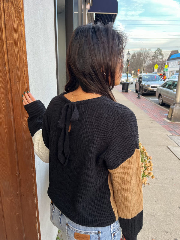 Colorblock Tie Back Sweater