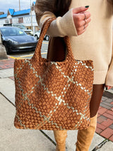 Woven Metallic Tote Bag