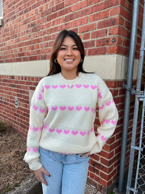 Hallie Heart Ribbed Knit Sweater