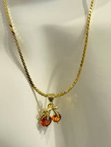 Cherry-Peach Pendant Necklace