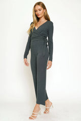 Shimmered Ribbed Pants