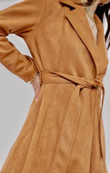 Risk Taker Faux Suede Belted Coat