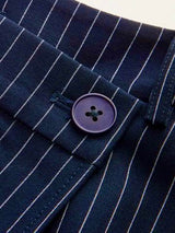 Wide-Leg Pinstriped Asymmetric  Pants